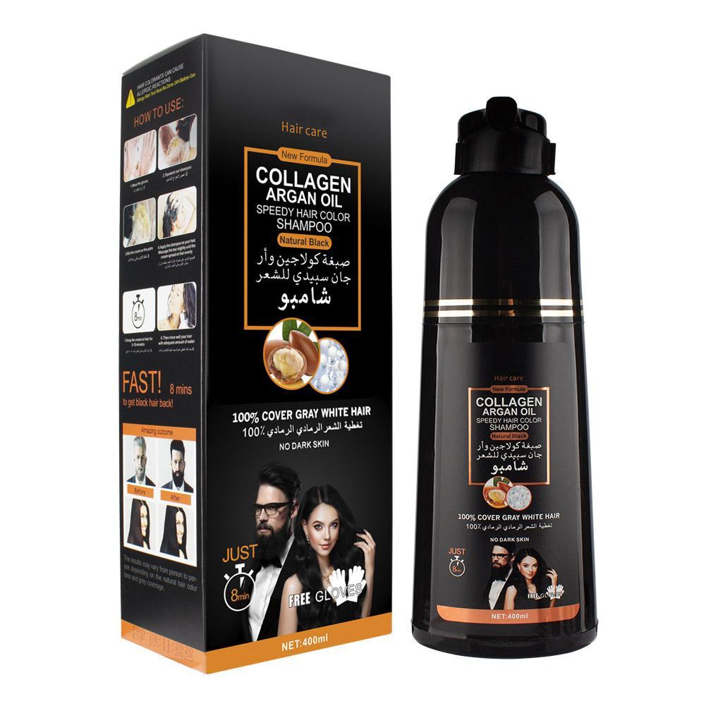 Hair Care Collagen - 3-in-1 コラーゲン アルガンオイル シャンプー 長持ちする黒髪染めシャンプー 男女兼用