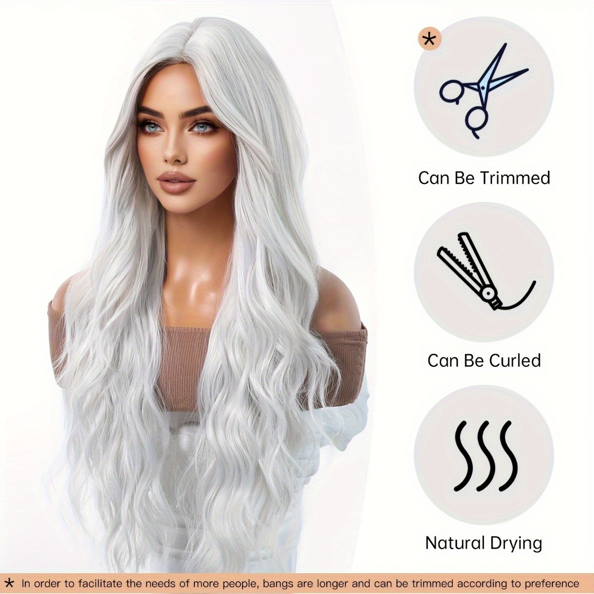 安信ブランド合成繊維ウィッグ：シルバーホワイトの自然な大きな - Hair Care Nature のレビューと価格