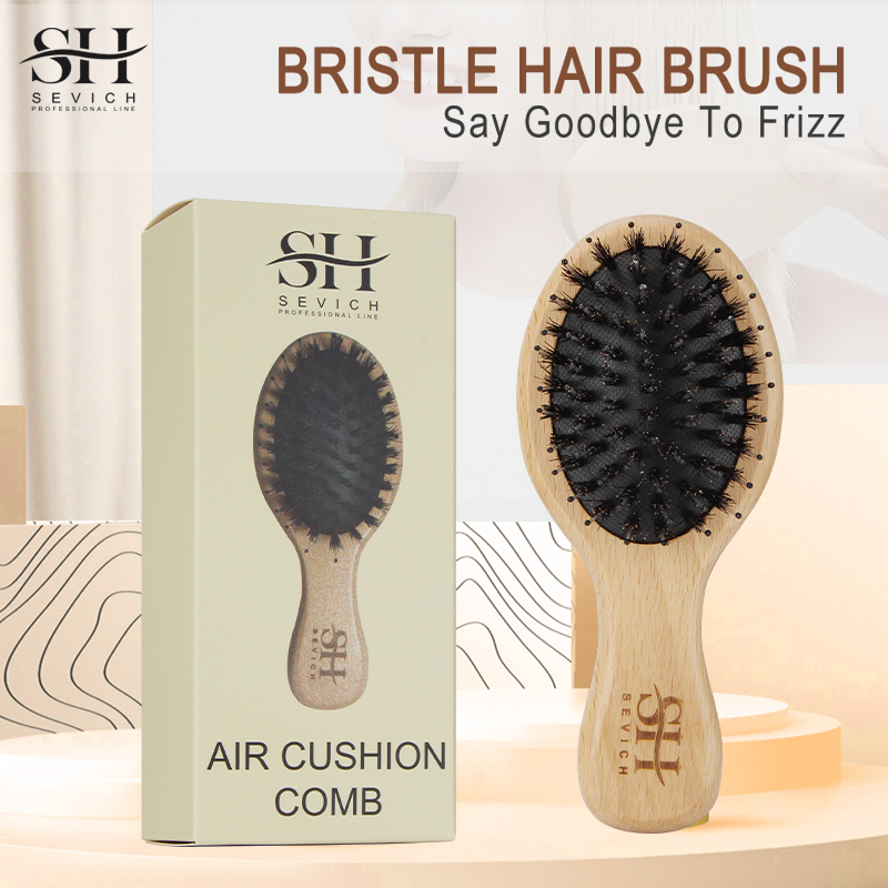 天然猪毛ふわふわコーム木製ハンドルヘアブラシ頭皮マッサージス - Hair Care Nature のレビューと価格